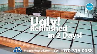 Miracle Method Boulder  Fort Collins  Ugly to Beautiful Countertops  15sec [upl. by Odareg]