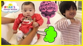 Twin Babies Fart with Kids Farting Toy Prank Whoopie Cushion Ryans Family Playtime with baby [upl. by Eisinger213]