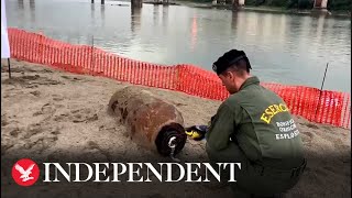 WWII bomb found in dried river detonated by Italian army [upl. by Adrell668]