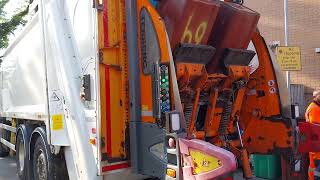 Manchester City Council Biffa Dennis elite 6 olympus Narrowtrack empying Brown recycling bins [upl. by Box]