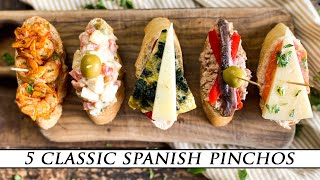 5 Classic Spanish Pinchos  Quick amp Simple Tapas Recipes [upl. by Atteynot]