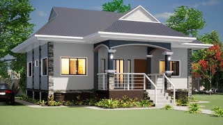 BUNGALOW HOUSE DESIGN WITH FLOOR PLAN l SMALL 3 BEDROOM HOUSE l SIMPLE YET ELEGANT [upl. by Cyd]