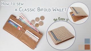 How to sew a classic bifold wallet  diy bifold wallet  diy fabric bifold wallet sewing tutorial [upl. by Ettellocin]