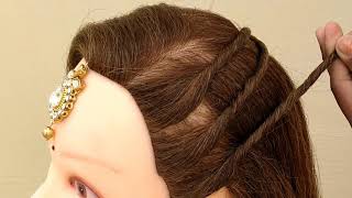 Maang Tikka Hairstyle  Beautiful Hairstyle For Occasion And Function [upl. by Ermina610]