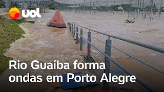 Enchente no Rio Grande do Sul Guaíba forma ondas em Porto Alegre veja vídeos [upl. by Norma]