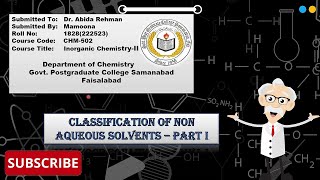 Classification of Non Aqueous Solvents Part I UrduHindiEnglish [upl. by Dyanna395]