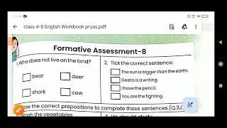 Class 45 Prayas English Workbook  Formative Assessment 8  कक्षा 45 प्रयास अंग्रेजी आंकलन 8 [upl. by Asimaj]