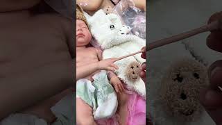 See how soft the silicone reborn baby is siliconebaby rebornbaby reborn reborndoll doll short [upl. by Ingrim]