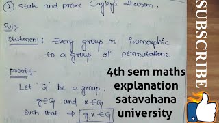 4th sem2 State and prove cayleys theorem Satavahana University 👍 [upl. by Hart]