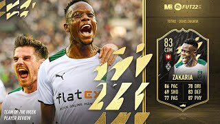 FIFA 22 IF ZAKARIA REVIEW  83 TOTW ZAKARIA PLAYER REVIEW  FIFA 22 ULTIMATE TEAM [upl. by Pennebaker146]