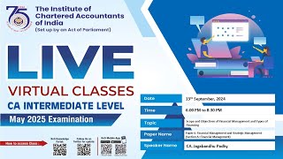 Intermediate Paper 6AFM amp SM  Topic Introduction amp Sources of Finance  Session 2  13 Sep 2024 [upl. by Racso]