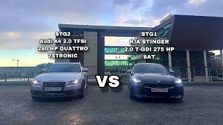 Audi A4 20 TFSI 280 HP Stronic VS Kia Stinger 20 TGDI 275 HP 8AT Performans Ve Hızlanma Testi [upl. by Dympha]