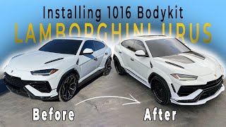 2024 LAMBORGHINI URUS INSTALLING 1016 INDUSTRIES CARBON FIBER WIDEBODY BODYKIT [upl. by Ahcilef]