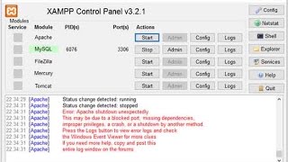 Xampp mysql server failed to start in Windows Urdu 2016 [upl. by Kahlil]