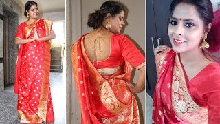 How to wear a saree in Bengali style  স্যারি বঙ্গের স্টাইল  Srishtis Diary [upl. by Zel392]