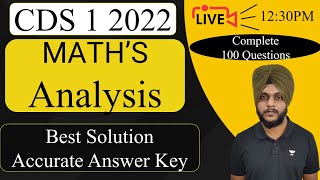 CDS 1 2022 Maths Answer Key  CDS Maths Paper answer key  Maths Paper CDS 2022 1 CDS [upl. by Naitsirhk]