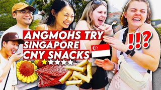 Foreigners Try Singapore CNY Food for the FIRST TIME [upl. by Ahsirtal]