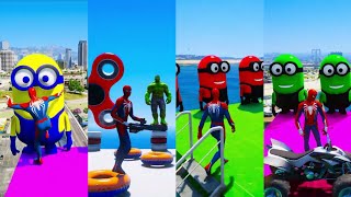 GTA 5 Crazy Moments 2 Epic Water Ragdolls  SpiderMan vs Minions Jumps  Fails gta [upl. by Shellans]