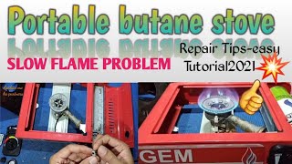 Butane Gas stove RepairLow flame amp gas regulator problemeasy Repair Tutorial2021Portablestove [upl. by Andriana]