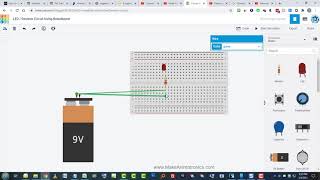 Simple LED  Resistor Circuit Using a Breadboard and Simple Tinkercad Circuits [upl. by Macknair]