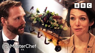 PanFried Sea Bass Fillet With Fig STUNS Critics  MasterChef UK [upl. by Aihsyt83]