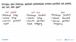 Ditinjau dari sifatnya apakah perbedaan antara partikel zat padat zat cair dan gas [upl. by Vergos356]