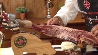 Cutting Iberian ham How to slice jamon [upl. by Fenelia913]