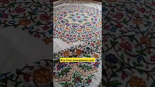 Double bed top cover with hand crewel embroidery from Kashmir [upl. by Nuyh]