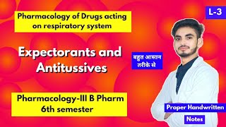 L3। U1। Expectorants and antitussives pharmacology। B Pharm 6th semester। Shahruddin Khan। [upl. by Jd956]