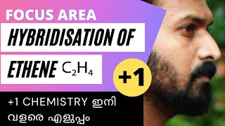 Hybridisation of Ethene C2H4  Class 11  Other examples of sp3 sp2 and sp hybridisation malayalam [upl. by Darrel]