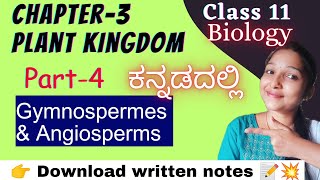 GYMNOSPERM ANGIOSPERMS class11 Biology Chapter3 PLANT KINGDOM in kannada NCERT biostudymadeeasy [upl. by Witha]