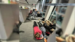 Nicholls State football team stranded at Veterans Airport in Marion [upl. by Einaoj]