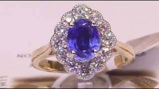 98220  S183ctD058ct  Oval Sapphire with Round Brilliant Diamond Halo  18ct Yelow Gold [upl. by Jeraldine]