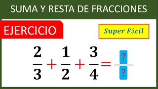 Suma de 3 fracciones heterogéneas diferente denominador  Ejercicio Resuelto [upl. by Hussar13]