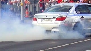 BMW M5 E60 V10  in Action BURNOUT  Donut  Kickdown 0160 Kmh Acceleration SOUND Chrome [upl. by Aiekram]