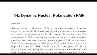 THz Dynamic Nuclear Polarization NMR [upl. by Nosmas]