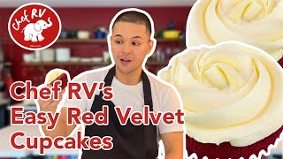 RED VELVET CUPCAKES WITH STABLE CREAM CHEESE FROSTING [upl. by Rabi]