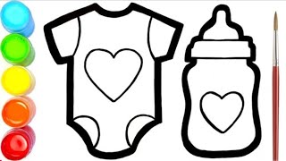 Glitter Baby Clothes And Bottle Drawing Coloring And Painting For Kids amp Toddlers  Magic Sketch Art [upl. by Fokos]