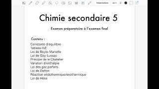 Examen préparatoire à lexamen final chimie secondaire 5 [upl. by Adnolor571]