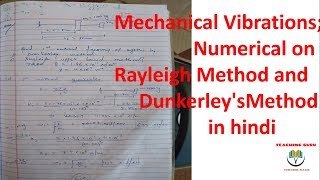 Numerical on Rayleigh Method and Dunkerleys Method in hindi [upl. by Claude]