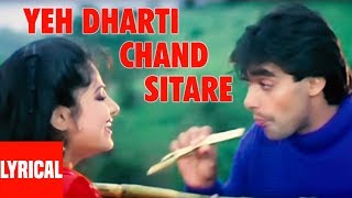 Yeh Dharti Chand Sitare Lyrical Video  Kurbaan  Udit Narayan Anuradha Paudwal  Salman Khan [upl. by Fagin]