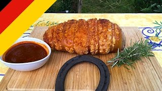 BBQ Schweinekeule mit BBQ Ananas Soße Rezept  auf Deutsch [upl. by Anirtek]