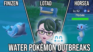 Water Pokémon  Mass Outbreak Events  Finizen  Lotad  Horsea  Kindly Mark  Scarlet amp Violet [upl. by Yhtomiht]