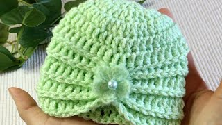 The Cutest Crochet Baby Turban [upl. by Llertnad]