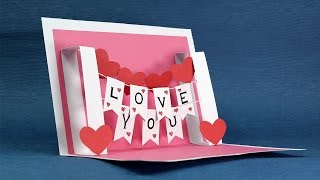 DIY Valentine Card  Handmade I Love You Pop Up Card [upl. by Anavoig]