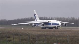 Antonov An124100  VolgaDnepr Airlines  landing amp take off at LFSB [upl. by Olin960]