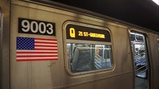 R160  Rerouted Q train enters Roosevelt Island Via the F line 2014 [upl. by Hector]