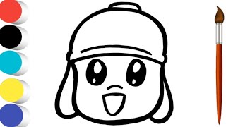 Pocoyo Face Drawing Painting and Coloring For kids and Toddlers ll Pocoyó Drawing [upl. by Ayetal439]