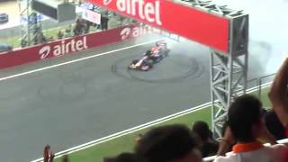 Sebastian Vettel doing Donuts after winning the Indian Grand Prix 2013 Celebration [upl. by Nednal558]