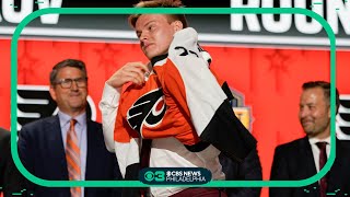 Flyers draft Matvei Michkov Oliver Bonk in first round of 2023 NHL draft [upl. by Eyeleen5]